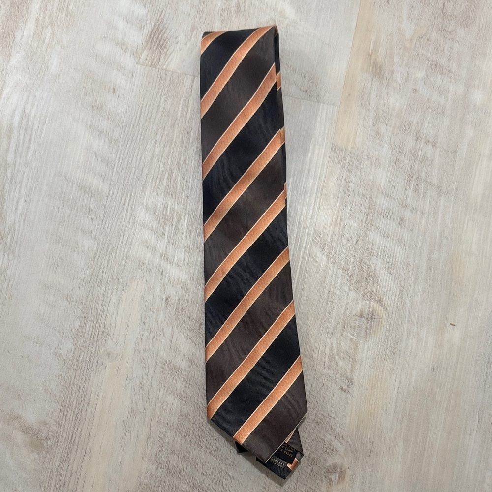 Alexander Julian Elegant Brown and Orange Striped Men's Tie